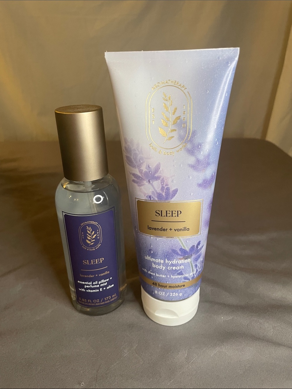 Bath & Body Works SLEEP Lavender + Vanilla Cream & Pillow Mist - Purple & Gold